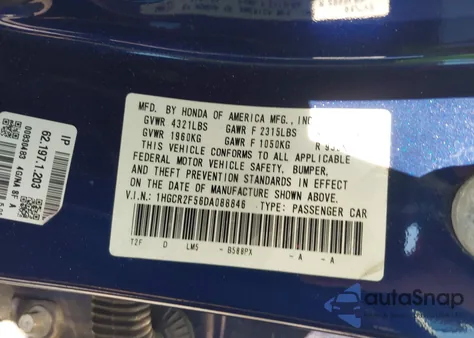 2013 Honda Accord Sport z USA, uszkodzony, nr VIN 1HGCR2F56DA088846